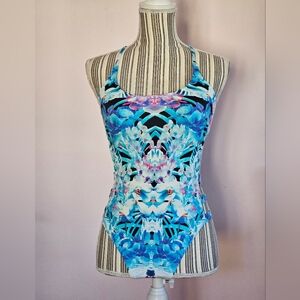 Bar III Blue Floral Swimsuit (Small)